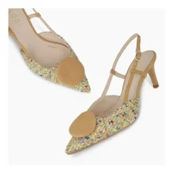 Lodi Leather and Multicolor Fabric Sling Back|NIVISC1