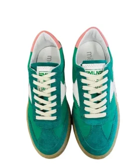 Meline Green Fabric and Suede trainer|5SN11568