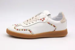 Meline White Leather with Studs Trainer|529R14882