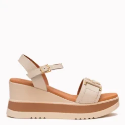 Oh My Sandals Beige Wedge Sandal|5981WHT