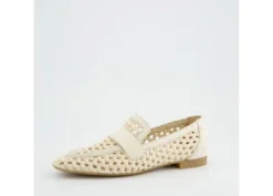 Paul Green Beige Braided Leather Loafer |1209019