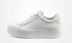 Paul Green White Leather Platform Trainer|5241000