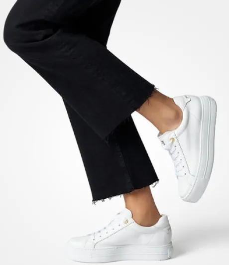 Paul Green White Leather Platform Trainer|5241000