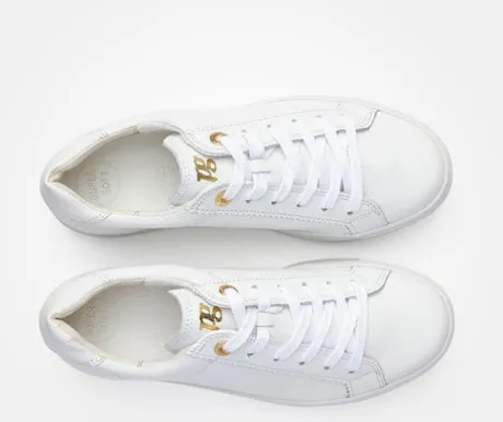 Paul Green White Leather Platform Trainer|5241000