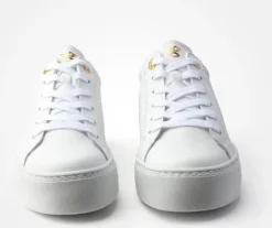 Paul Green White Leather Platform Trainer|5241000