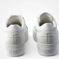 Paul Green White Leather Platform Trainer|5241000