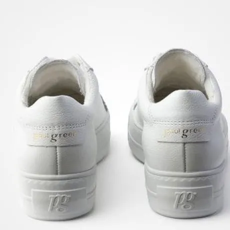 Paul Green White Leather Platform Trainer|5241000