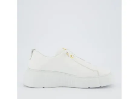 Paul Green White Leather Platform Trainer|5418030