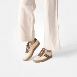 Paul GreenBeige Leather Trainer|5437149