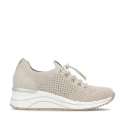 Remonte Beige Wide Fit Mini Wedge Trainer|D0T1860