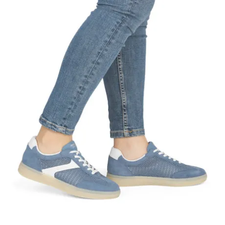 Remonte Blue Cut-Out Suede Trainer |D2C0814