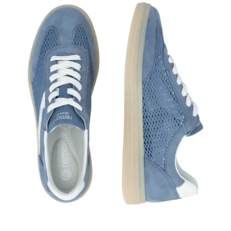 Remonte Blue Cut-Out Suede Trainer |D2C0814