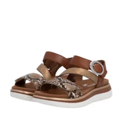 Remonte Brown Snake Print Sandal|D1J6425