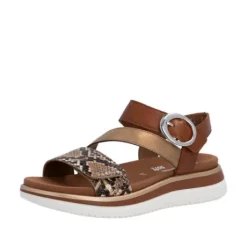Remonte Brown Snake Print Sandal|D1J6425