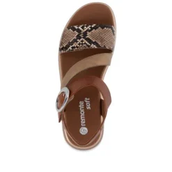 Remonte Brown Snake Print Sandal|D1J6425