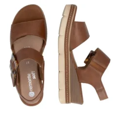 Remonte Brown Wedge Sandal|D2L5324