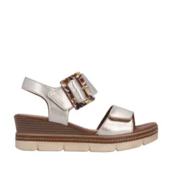 Remonte Light Gold Wedge Sandal|D2L5390