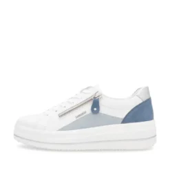 Remonte White and Blue Wedge Trainer|D1C0184M