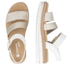 Remonte White and Light Gold Multi Strap Sandal|D0Q5592