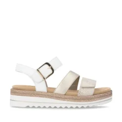 Remonte White and Light Gold Multi Strap Sandal|D0Q5592