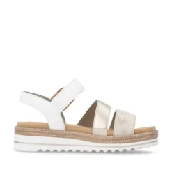 Remonte White and Light Gold Multi Strap Sandal|D0Q5592
