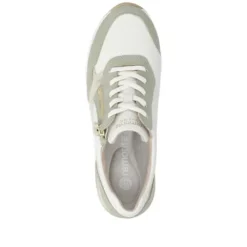 Remonte White and Sage Wide Fit Wedge Trainer|D0T0182