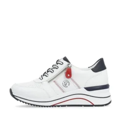 Remonte White Wide Fit Comfort Trainer|D0T0481WH