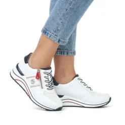 Remonte White Wide Fit Comfort Trainer|D0T0481WH