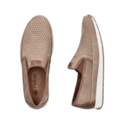 Rieker Beige Cut Out Leather Slip On|1195564