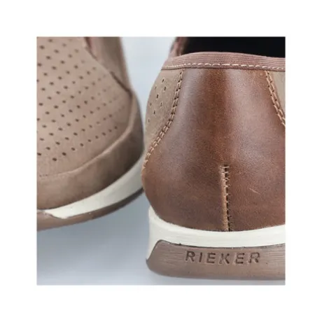 Rieker Beige Cut Out Leather Slip On|1195564