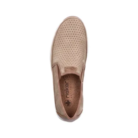 Rieker Beige Cut Out Leather Slip On|1195564