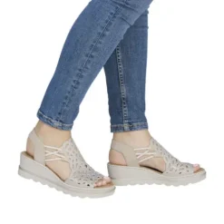 Rieker Beige Wedge Comfort Sandal|6746562