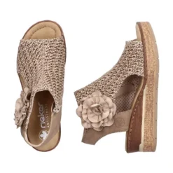 Rieker Beige Woven Wedge Sandal|6379160B