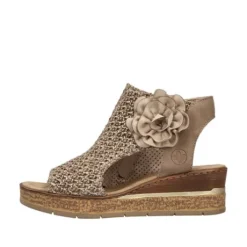 Rieker Beige Woven Wedge Sandal|6379160B