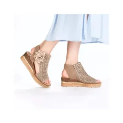 Rieker Beige Woven Wedge Sandal|6379160B