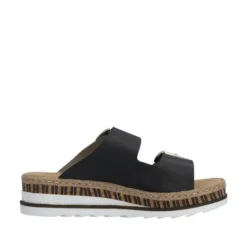 Rieker Black Mini Wedge Mule|V795500B
