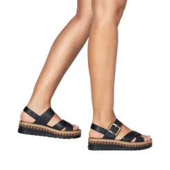 Rieker Black Wedge Sandal|V795100B