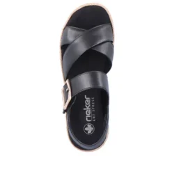 Rieker Black Wedge Sandal|V795100B