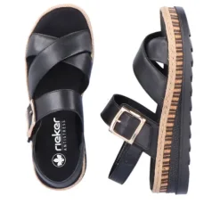 Rieker Black Wedge Sandal|V795100B