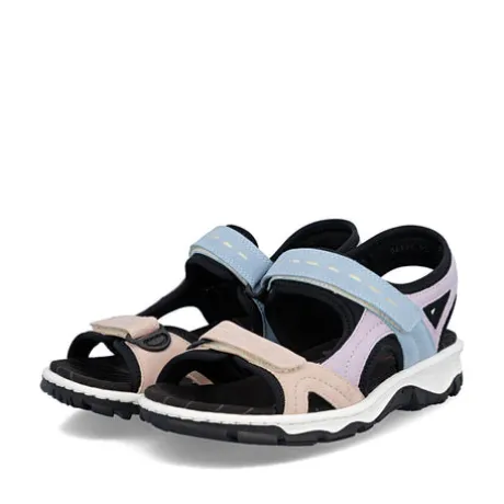 Rieker Blue and Pink Comfort Velcro Sandal|6886693