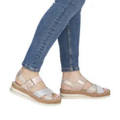 Rieker Metallic Strap Wedge Sandal|V795190