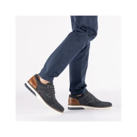 Rieker Navy and Tan Comfort Shoe|1442514