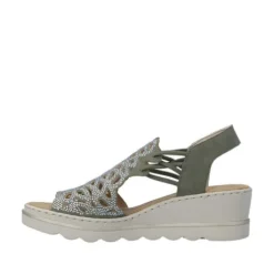 Rieker Sage Green Wedge Sandal|6746552