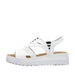 Rieker White Mini Wedge Strap Sandal|V44Y580WH