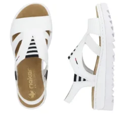 Rieker White Mini Wedge Strap Sandal|V44Y580WH