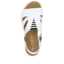 Rieker White Mini Wedge Strap Sandal|V44Y580WH