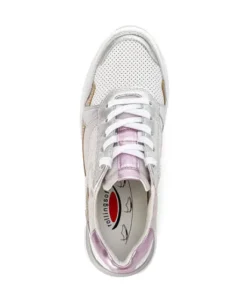 Rolling Soft Metallic Leather and Fabric Trainer|8692553