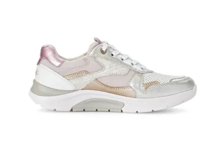 Rolling Soft Metallic Leather and Fabric Trainer|8692553