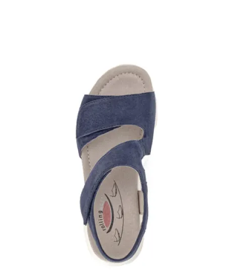 Rolling Soft Navy Wedge Suede Sandal|8681536