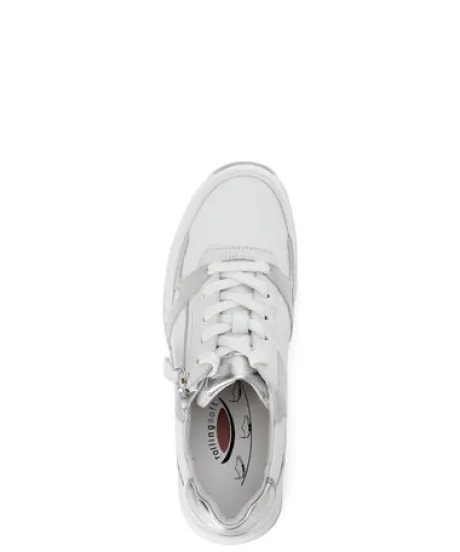 Rolling Soft White and Silver Mini Wedge Trainer|8695850